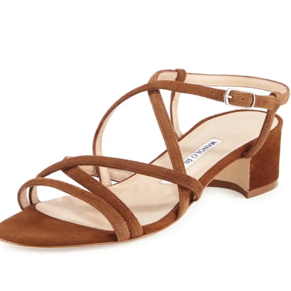 Manolo Blahnik Atrita Strappy Suede Sandals